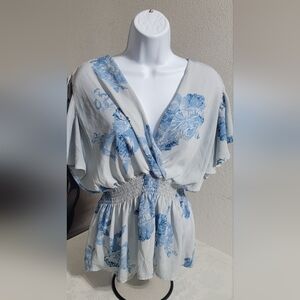 Floral Blue and White Dress